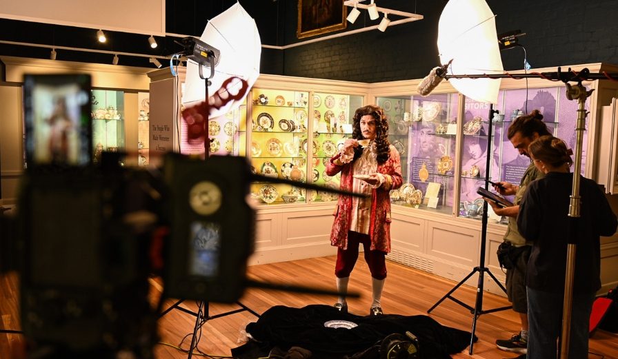 King Charles on set at Royal Worcester.