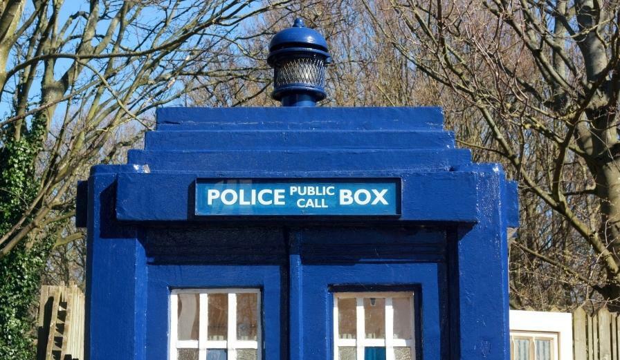 Photo of blue tardis at Avoncroft Museum