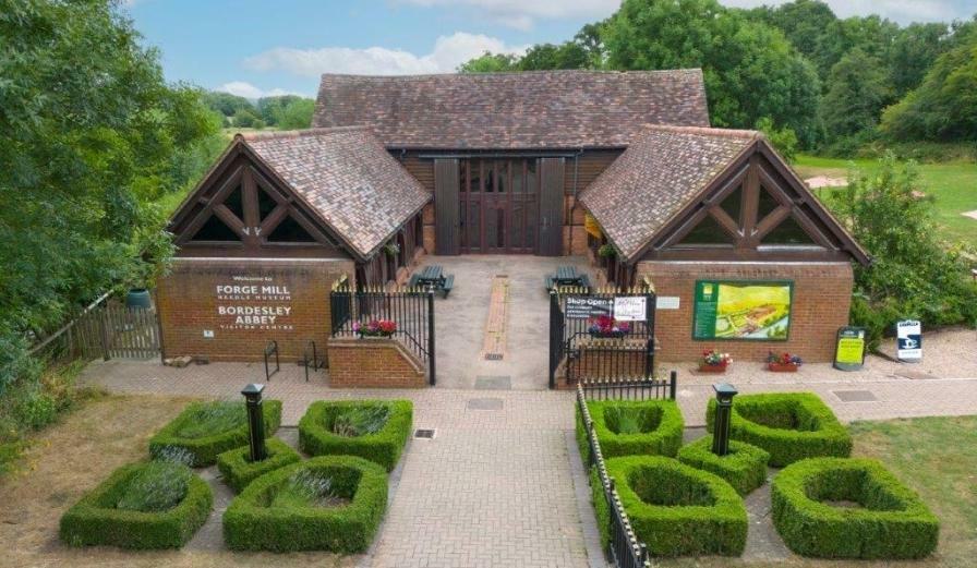 Photo of drone shot of the museum building at Forge Mill
