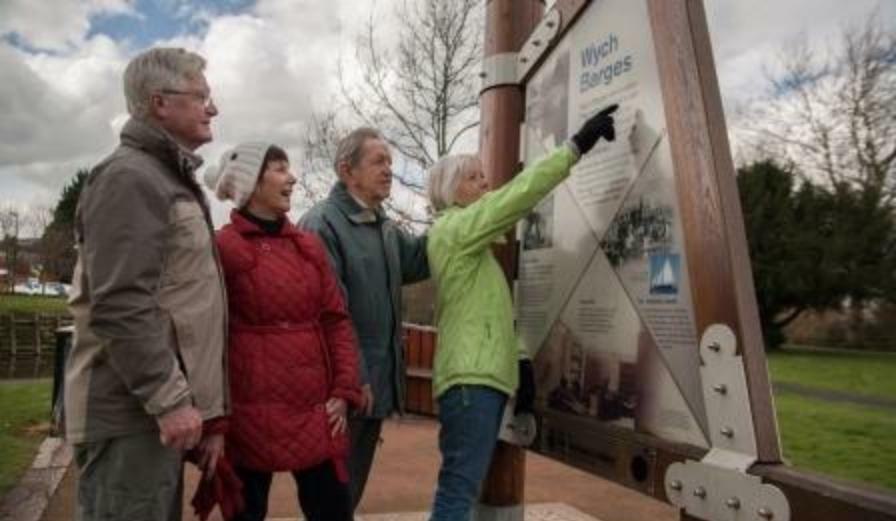 Photo of group looking at tourist sign in Droitwich