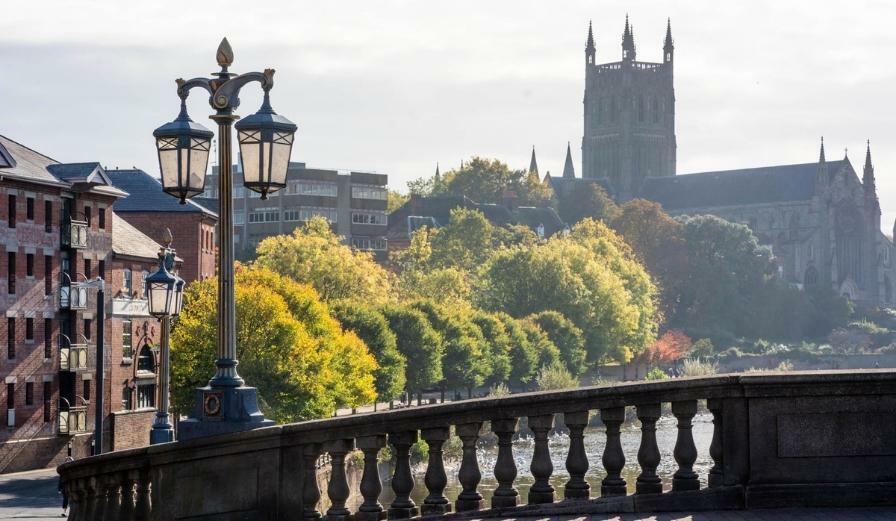 Photo taken from Worcester Bridge looking out towards Worcester Cathedral