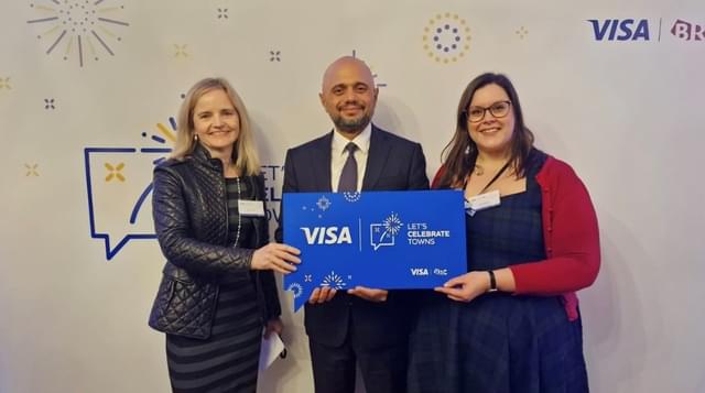 From left to right Charlotte Hogg Chief Executive Officer of the Visa Europe Sajid Javid MP Member of Parliament for Bromsgrove and Lorna Robinson Destination Manager at Visit Worcestershire
