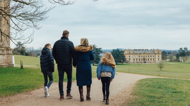 Photo of family walking towards Croome Courrt