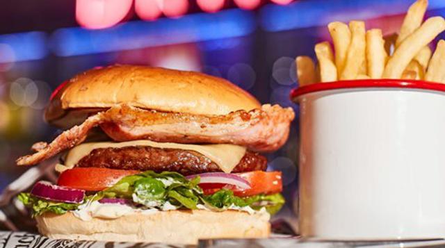 Burger meal with chips tenpin