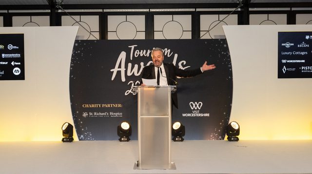 Hal Cruttenden on stage at Tourism Awards