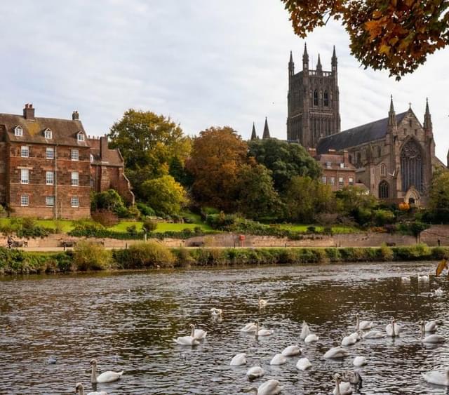 Photo of River Severn at Worcester with cathedral in the background